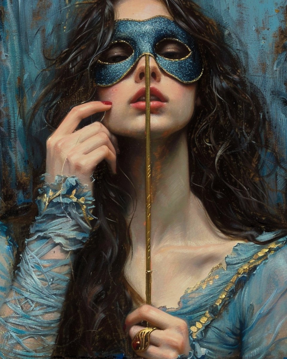 Etude with Blue Mask. Emile Corsi.🖌️🌹