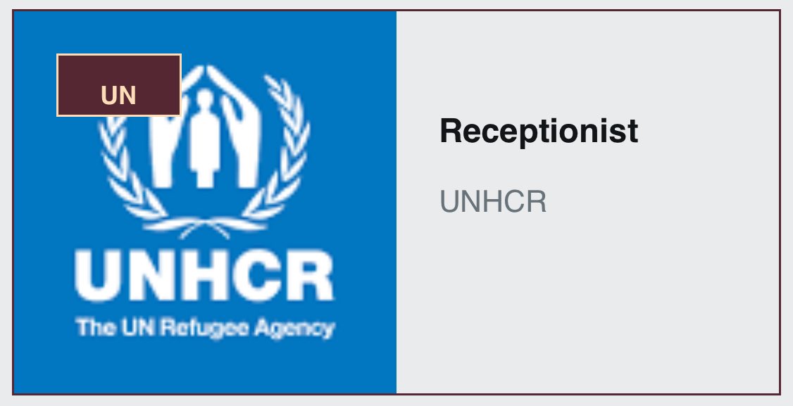 UNHCR is looking for a Receptionist. Duty station: UNHCR Office, Kololo Details: jobnotices.ug/job/receptioni…