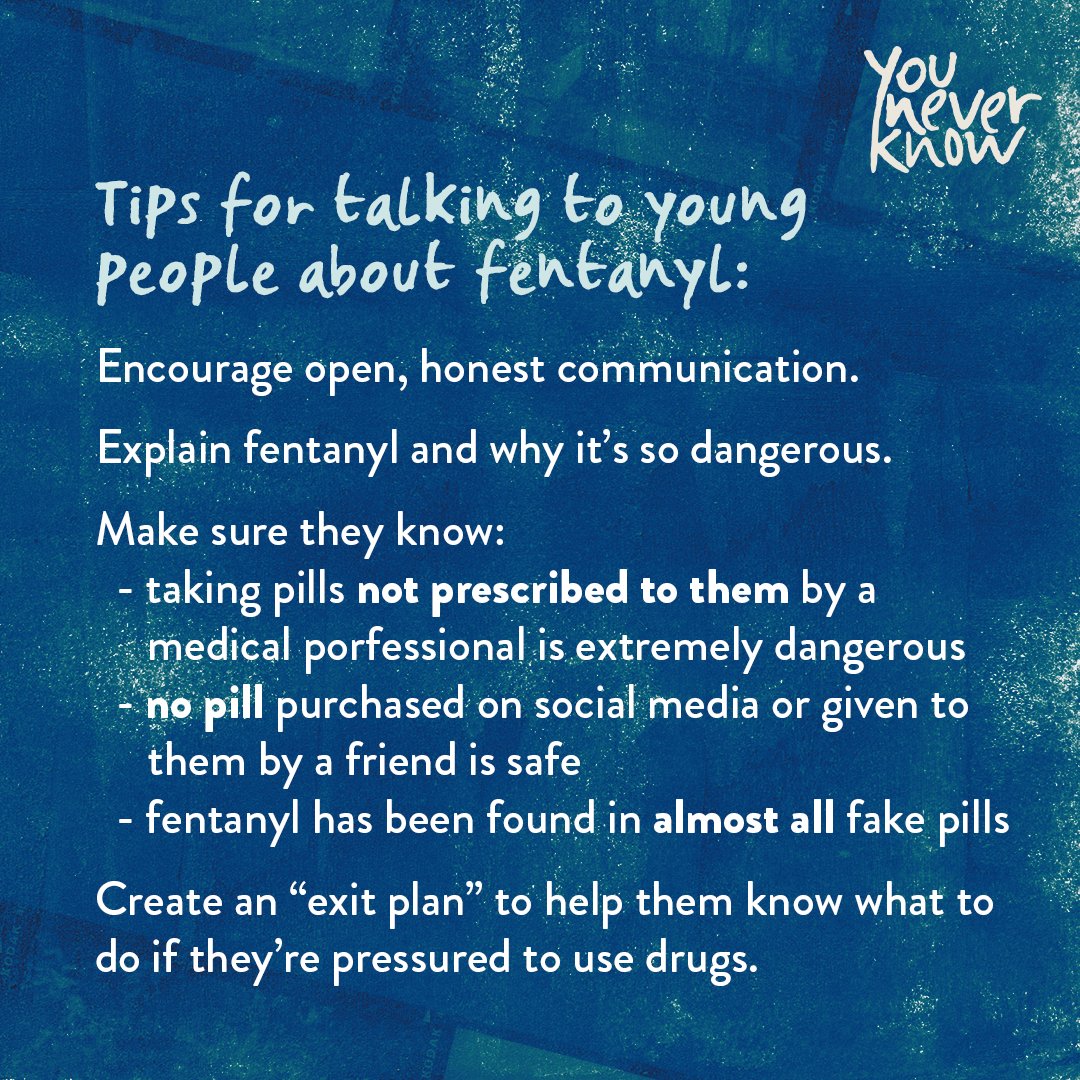 Do you have young people in your life? Here’s what you need to know to talk with them about fentanyl. ⬇️

Learn more about what you need to know at youneverknowjoco.org

#YouNeverKnow #FentanylAwarenessDay #NationalFentanylAwarenessDay