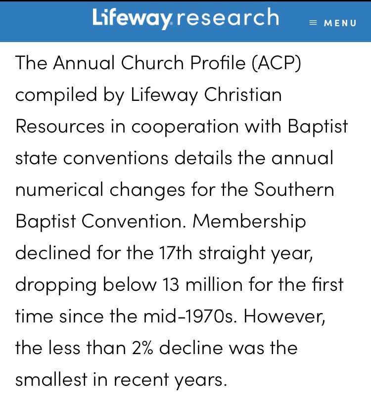 The media tentacles of the Southern Baptist Convention are plastering lipstick on any and every pig they can find.  

Guess that’s one way to keep busy when your customer base is about where it was in the mid-1970’s. 

research.lifeway.com/2024/05/07/sou…