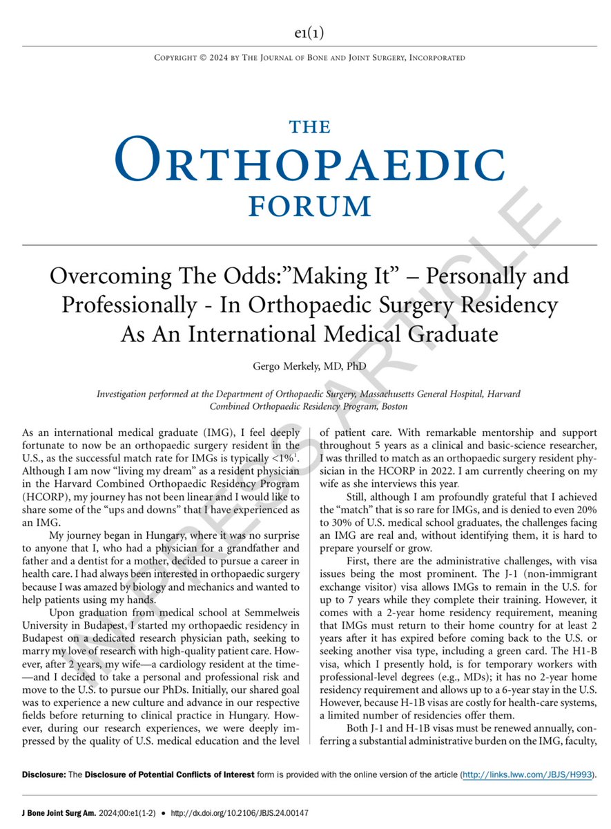 Thank you #JBJS, for finding this matter important and providing a platform to review the IMG orthopedic training experience in the US. Grateful to #HCORP for the opportunity to train here!! This piece is for all the IMGs out there💪🏻 dx.doi.org/10.2106/JBJS.2…