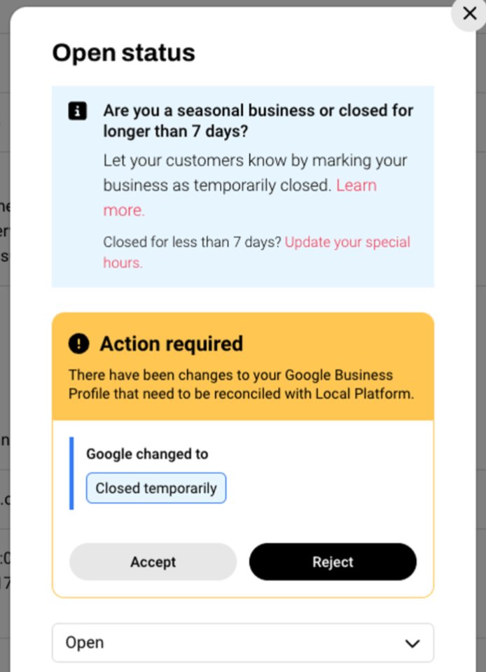 DarrenShaw_'s tweet photo. 🚨 Here's a competitive sabotage tactic you should watch out for...

Your rankings will plummet if a competitor marks your Google Business Profile as temporarily closed.

We've added a new feature to the Whitespark Local Platform to prevent this from happening to you or your clients.

You'll be alerted if Google changes your business's open status, and with just one click, you can accept or reject it, putting you in control.

This way, you can rest easy, knowing that Whitespark will protect your Google Business Profile from competitor sabotage.

And it's still only $1/month.

#localseo #seo