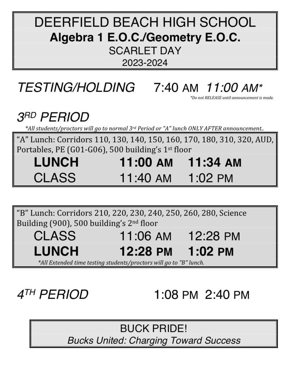 Bell released #Testing for the #EndOfCourse exams now #DBHS students are at lunch or third period.