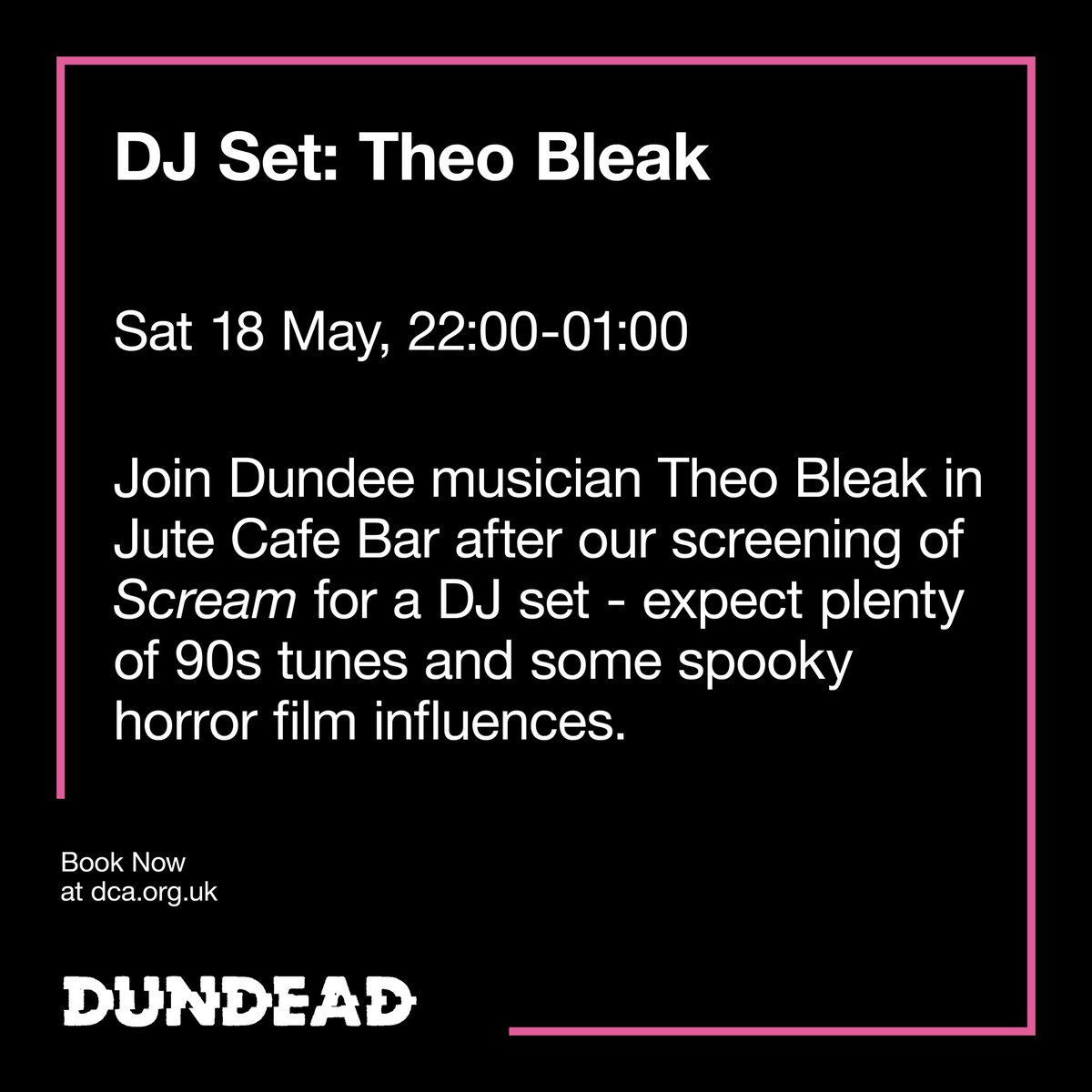 We're very excited to announce some special guests who will be joining us at #DUNDEAD Director Richard Karpala will be joining us for a Q&A after Falling Stars, and DJ Theo Bleak will be playing a set in @jutecafebar after Scream. Get your tickets: tinyurl.com/uknb3476