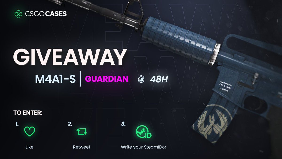 💥M4A1-S | Guardian (FT) GIVEAWAY!💥 How to Enter: 💗Like 🔁Retweet ✍️Write your SteamID64 🎁Winner will be announced after 48h⏰ #cs2giveaways #cs2skins #csgocases #cs2skinsgiveaway #cs2community #giveaway #CS2Giveaway #CS2 #CounterStrike2 #CS2