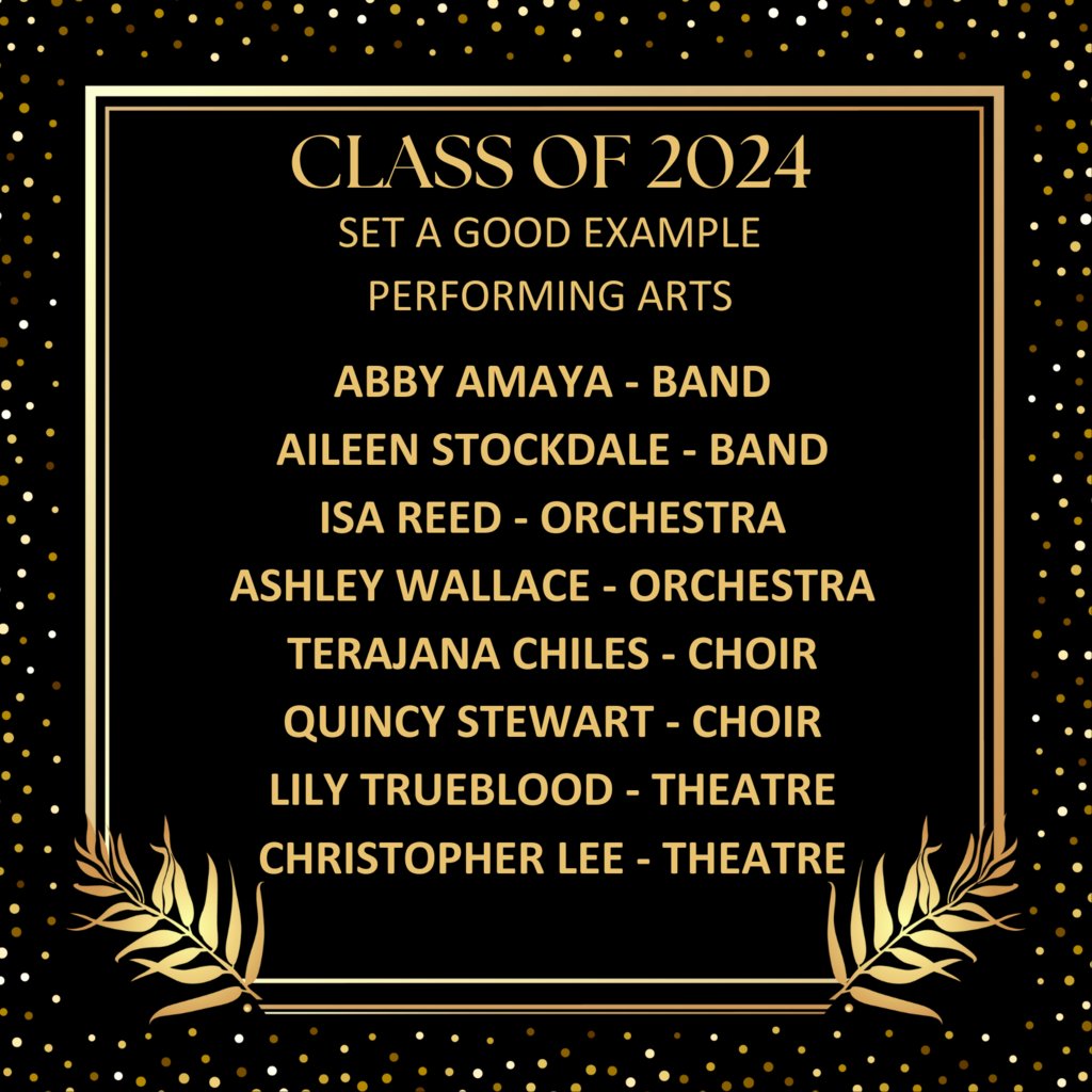 Please help me brighten up this dreary day by celebrating these Set A Good Example Seniors for Performing Arts.