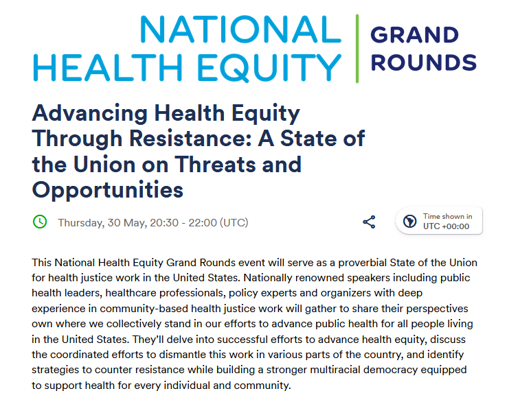 Advancing Health Equity Through Resistance: A State of the Union on Threats and Opportunities Register Now! 👉addevent.com/event/ZI210978… #HealthEquity