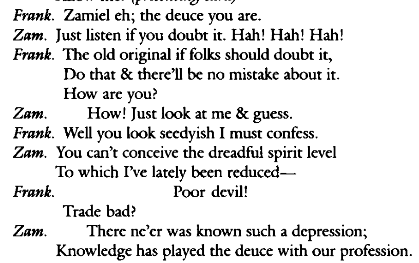 these 19th century playwrights are lowkey funny as fuck. why is frankenstein making small talk with a demon like he's an uber driver