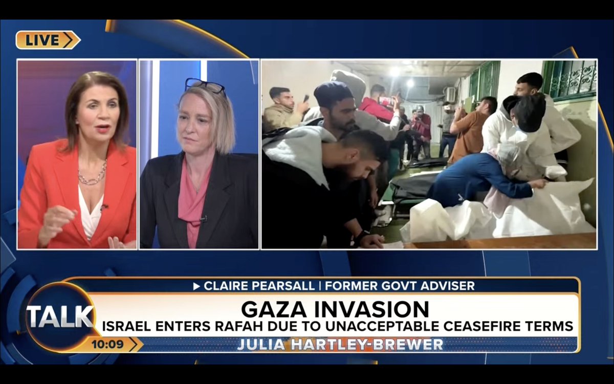 Julia Hartley-Brewer #TalkTV on having compassion for Gazan civilians and the double-standards to which Israel is held: ‘No right-thinking person could not care about the civilians, particularly children, who have no part in being forced to live like this. I want more aid going…