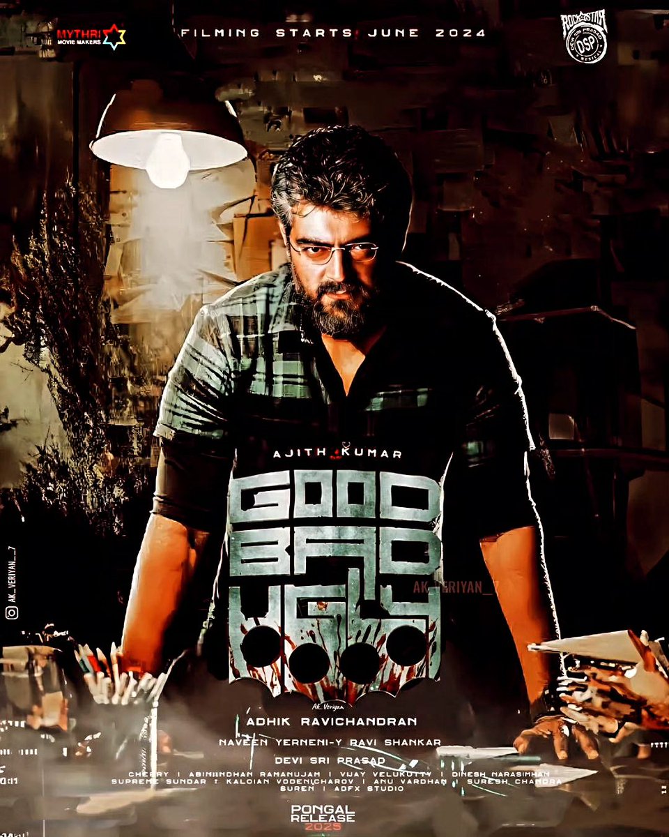 #GoodBadUgly ‣The trail shoot is currently taking place in Hyderabad 🎬 ‣Two days of trail are planned. ‣ Important cast and crew are joining tomorrow. ‣ The May 10 shoot will start with a grand stunt sequence. Fan Boy Sambavam arambam 🔥 #Ajithkumar