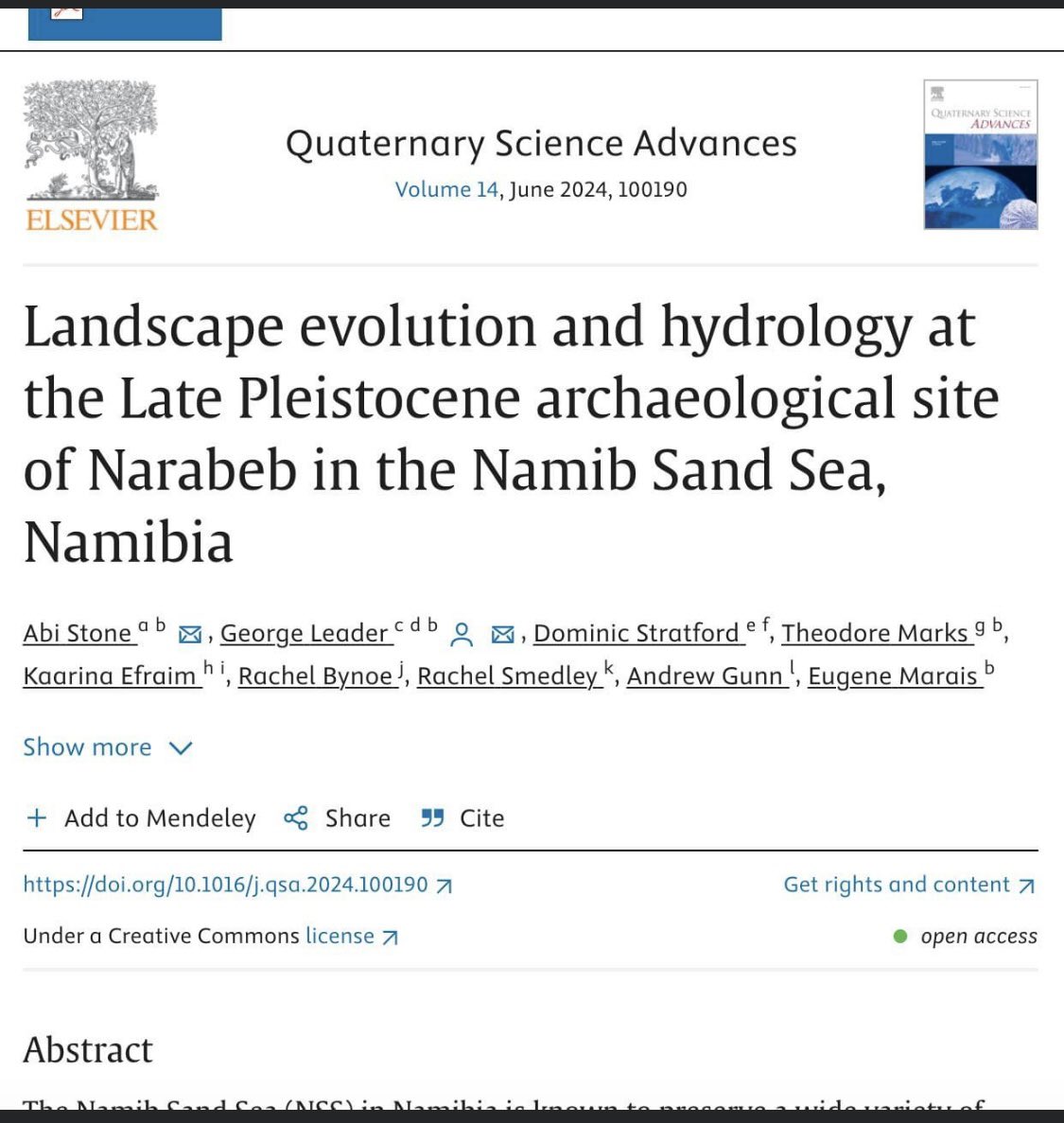 Our new paper is out in QSA. Really great job at understanding and dating an MSA site in the middle of the arid Namib Desert. doi.org/10.1016/j.qsa.… @AbiStone is awesome.