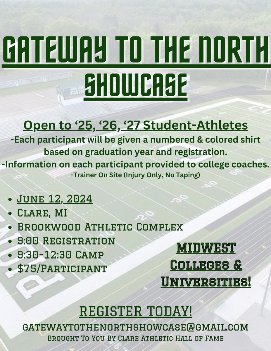 We are excited to announce our first Gateway To The North Showcase! This college showcase is for those in the Central/Northern MI area, who sometimes don’t get seen! Register at the link in our bio today!