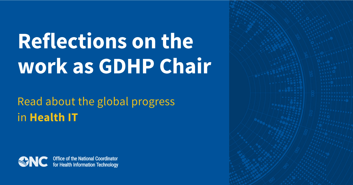 Deputy National Coordinator Steve Posnack (@HealthIT_Policy) sat down with ONC’s global lead, Aisha Hasan, to share his thoughts on the Global Digital Health Partnership (#GDHP), or what he affectionately calls the “government geek squad for digital health”. Read the full…