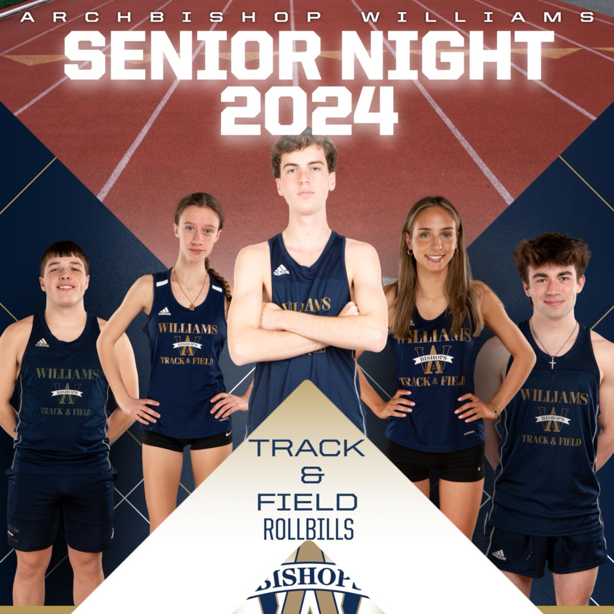 SENIOR NIGHT: Congratulations to our Spring Track & Field Seniors! Thank you for all of your hard work and dedication to being a Bishop! 

Be sure to head to the Healy Complex for the Senior celebrations at 4:45pm! #rollbills @awhs_track