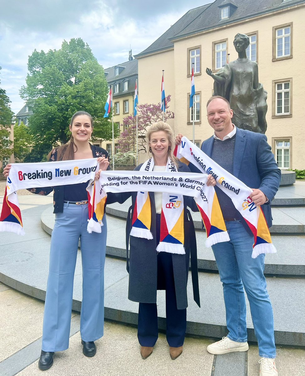 ⚽️🏆The 🇧🇪🇩🇪🇳🇱Embassies joint forces to show their full support for the BNG Bid to organize the FIFA Women’s World Cup in 2️⃣0️⃣2️⃣7️⃣! Together we will #BreakNewGround for women’s football! 
#BNG2027 <a href="/BelgiumLux/">Embassy of Belgium in Luxembourg</a> <a href="/MelissaC0RNELIS/">Cornelis Mélissa</a>