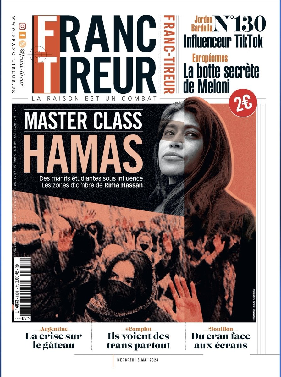 🔴🔔 Demain dans Franc-Tireur N130 Students For Justice in Palestine est au cœur des manifs à @sciencespo. Par @NoraBussigny. @GiorgiaMeloni, toujours aussi populaire, malgré ses contradictions, ses revirements et ses échecs. Enquête. Le portrait qui fâche : @RimaHas.