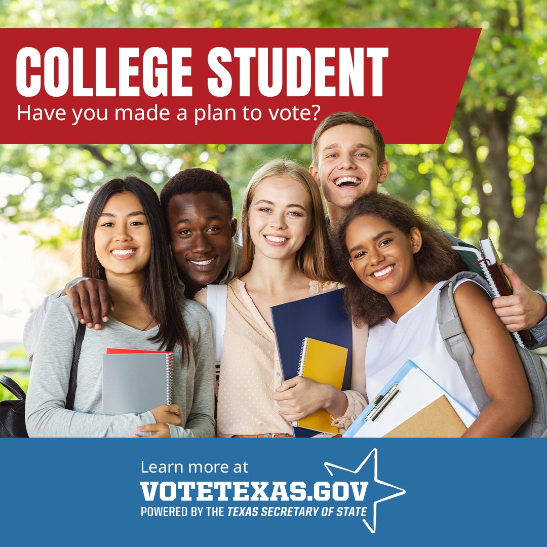 Remember to make a plan for voting this year! Visit VoteTexas.gov to learn about voter requirements!