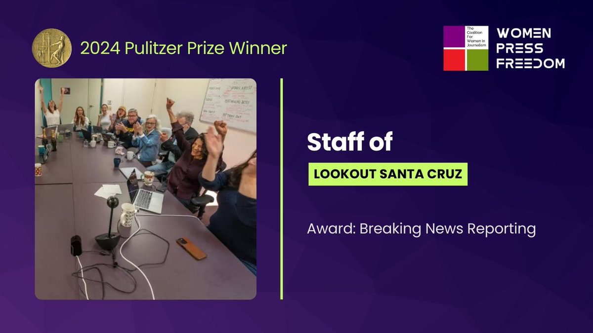 Well done to the small local news team of @LookoutSCruz, who took home the award for their coverage of catastrophic flooding & mudslides that displaced thousands. Their win showcases importance of local news to its communities.