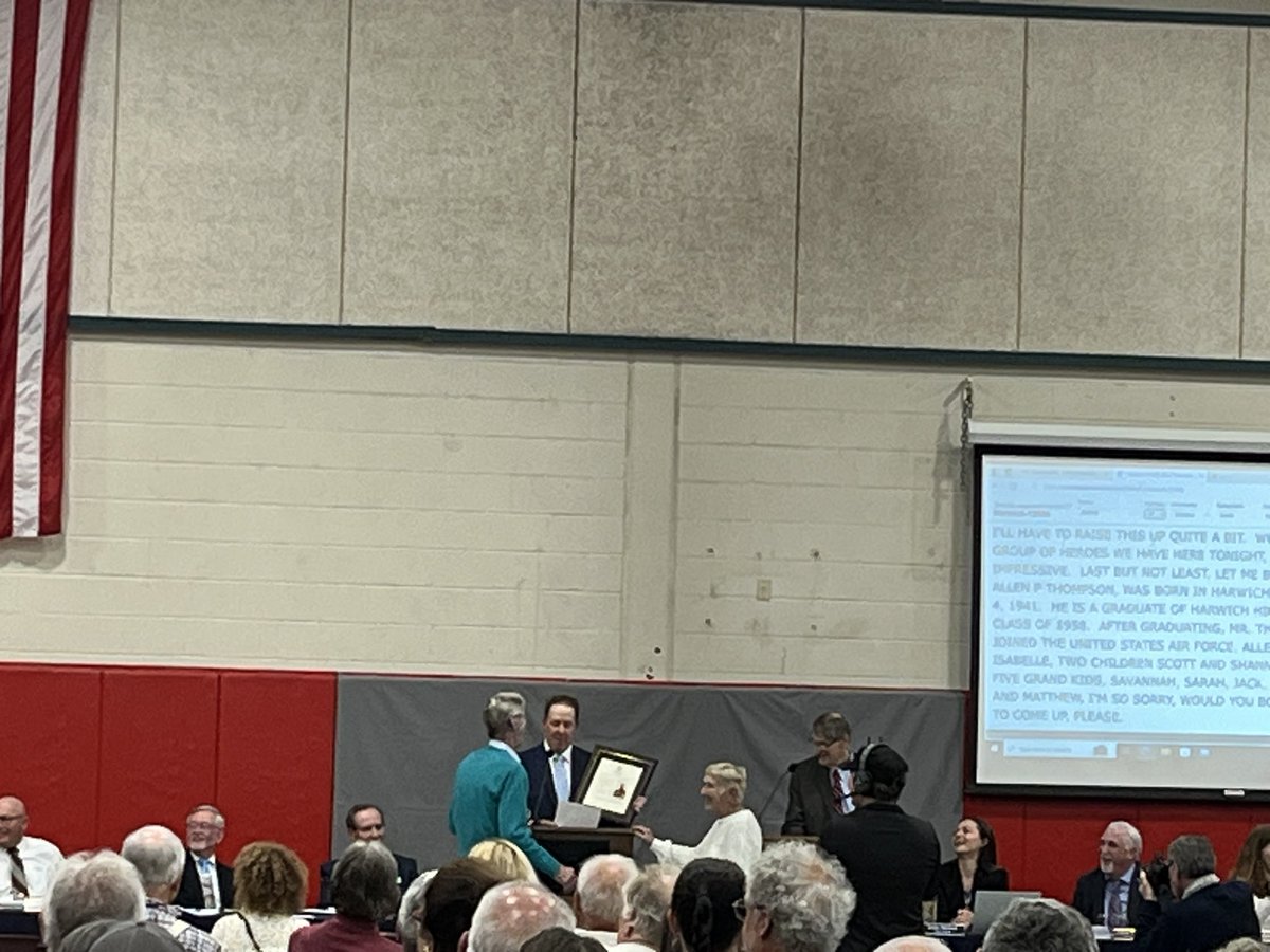 Great to see four awesome additions to the Harwich Hall of Fame last night at town meeting: Angelina Raneo-Chilaka, Milton Welt (represented by his family), Albert Raneo, and Allin Thompson!
#freedomanddemocracy
