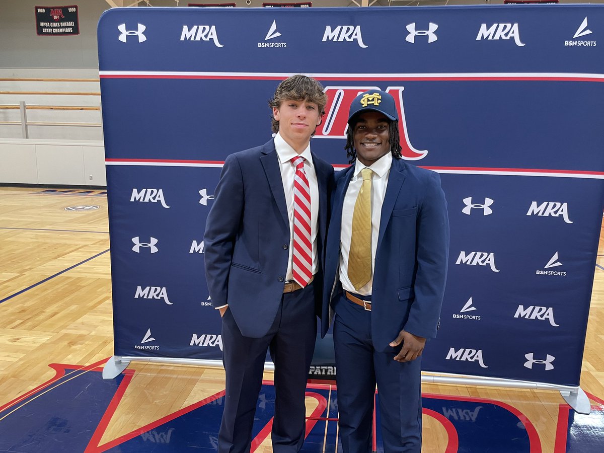 Two staples of MRA athletics the last 4 yrs, Sam Hailey and Charles Simpson sign✍️ Simpson will play football at MC College while Sam will play basketball at Huntingdon @MRAAthletics @Charles3Simpson @samhailey24