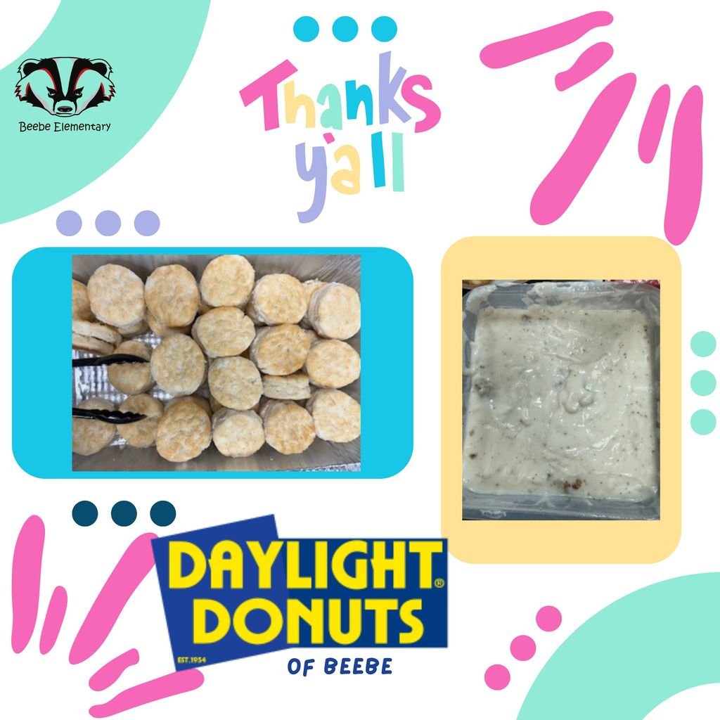 BeebeElementary's tweet photo. Thank you Daylight Donuts of Beebe for providing breakfast for our staff this morning! You ROCK! 🍩 #bbelem #bprd #daylightdonuts https://t.co/qYD46C9dJ4