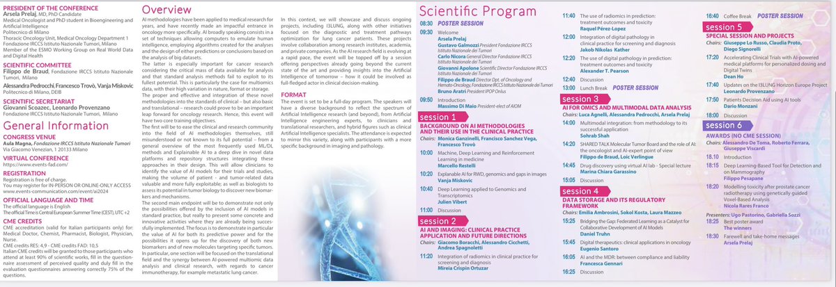 On 10 May at @IstTumori and online for the second edition of the 'AI for Oncology' conference, we will explore how AI is transforming cancer. Under the auspices of @ASCO, @IASLC and @AIOMtweet. registrations to the event are still accepted @ aiforoncology.it ! #AI4Oncology