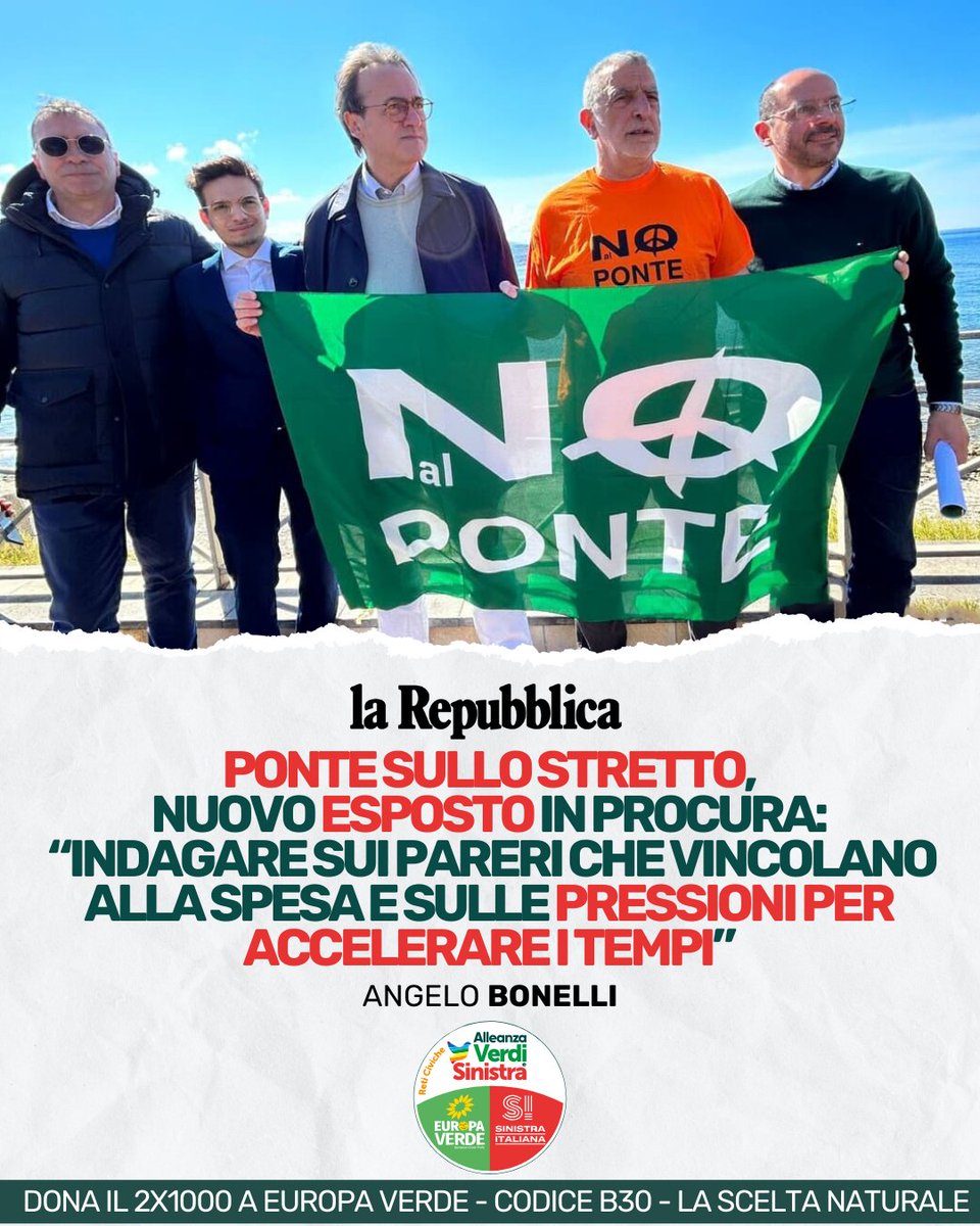 #Pontesullostretto: nuovo esposto in procura: “Indagare sui pareri che vincolano alla spesa e sulle pressioni per accelerare i tempi” Leggi l'articolo su @repubblica europaverde.it/2024/05/07/pon…