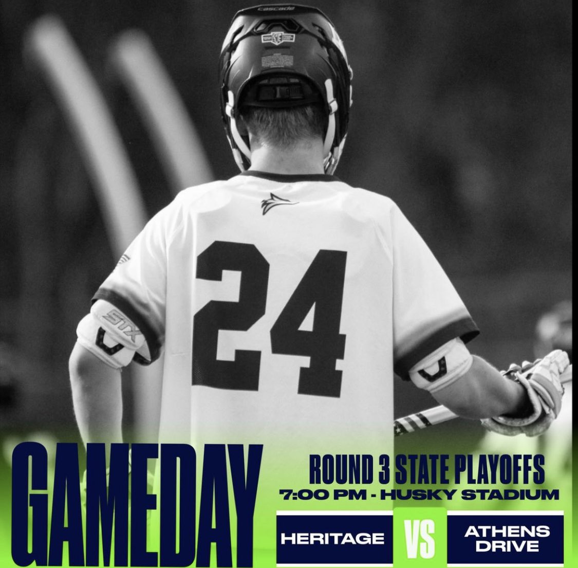 Husky_Sports's tweet photo. Huge 3rd Round match tonight in Husky Stadium! @HHSMLAX hosts Athens Drive at 7:00 PM. NO Passes accepted. All fans must purchase a day of game ticket on GoFan. Good Luck Huskies! https://t.co/B54fkeguCK