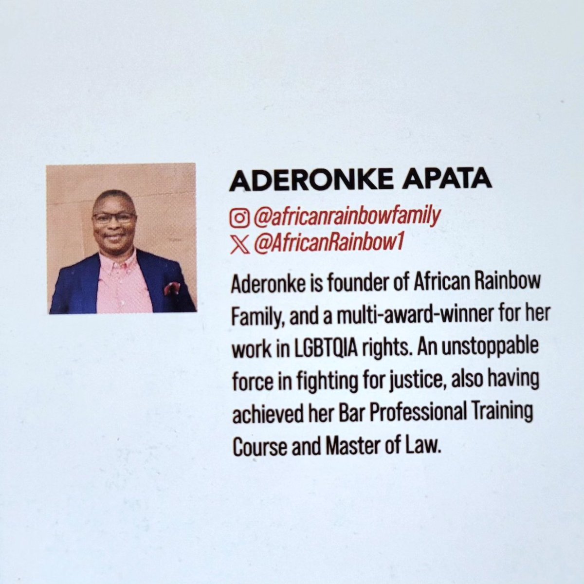 We are so pleased to see our Founder and CEO, Aderonke Apata, spotlighted in this incredible Black Lesbian Power List produced by UK Black Pride and DIVA for Lesbian Visibility Week ✊🏾🏳️‍🌈🏳️‍⚧️
