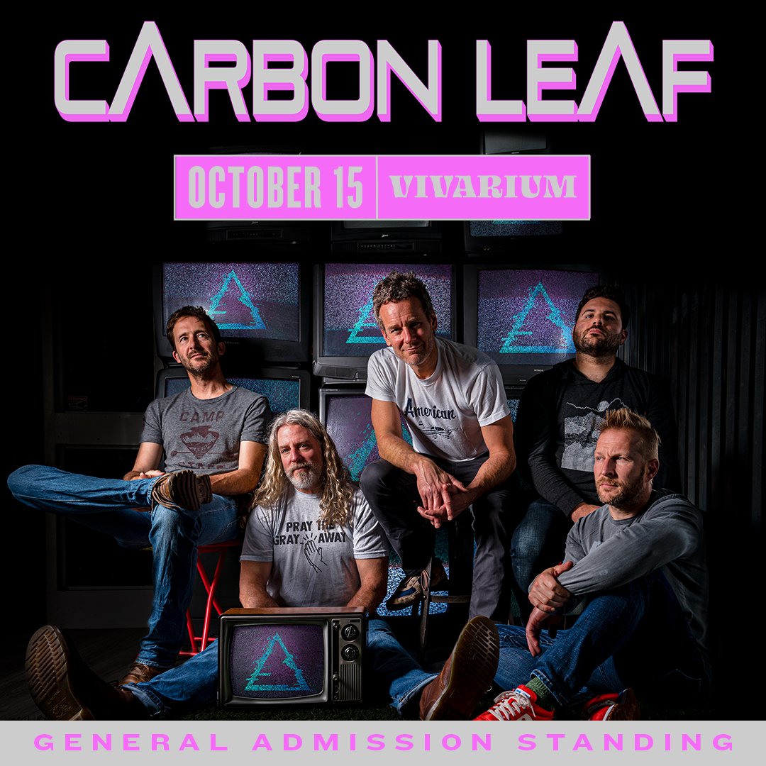 𝐕𝐈𝐕𝐀𝐑𝐈𝐔𝐌 𝐀𝐍𝐍𝐎𝐔𝐍𝐂𝐄 🌱 Indie folk rock staple, @carbonleaf, drift in and out of Americana, bluegrass, rock, folk, Celtic, and pop traditions and have a great stage presence to boot. See them LIVE at the Vivarium on 10/15! On sale 5/10 ➤ bit.ly/CARBONMKE24