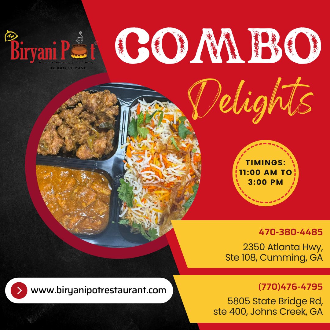 Experience a world of flavors with our diverse combo offerings! Whether you're a veggie enthusiast, a chicken lover, a seafood aficionado, or a fan of mutton, we've got the perfect combo for you!  #ComboDelights #TasteTheVariety #FoodieFaves #Biryanipot