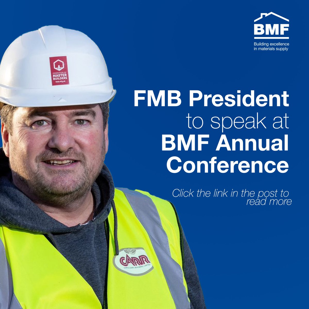 Chris Carr, National President of the @fmbuilders (FMB), is the first industry speaker to be confirmed for the BMF Members’ Annual Conference in September. To read more, visit: bit.ly/3UMTxv2