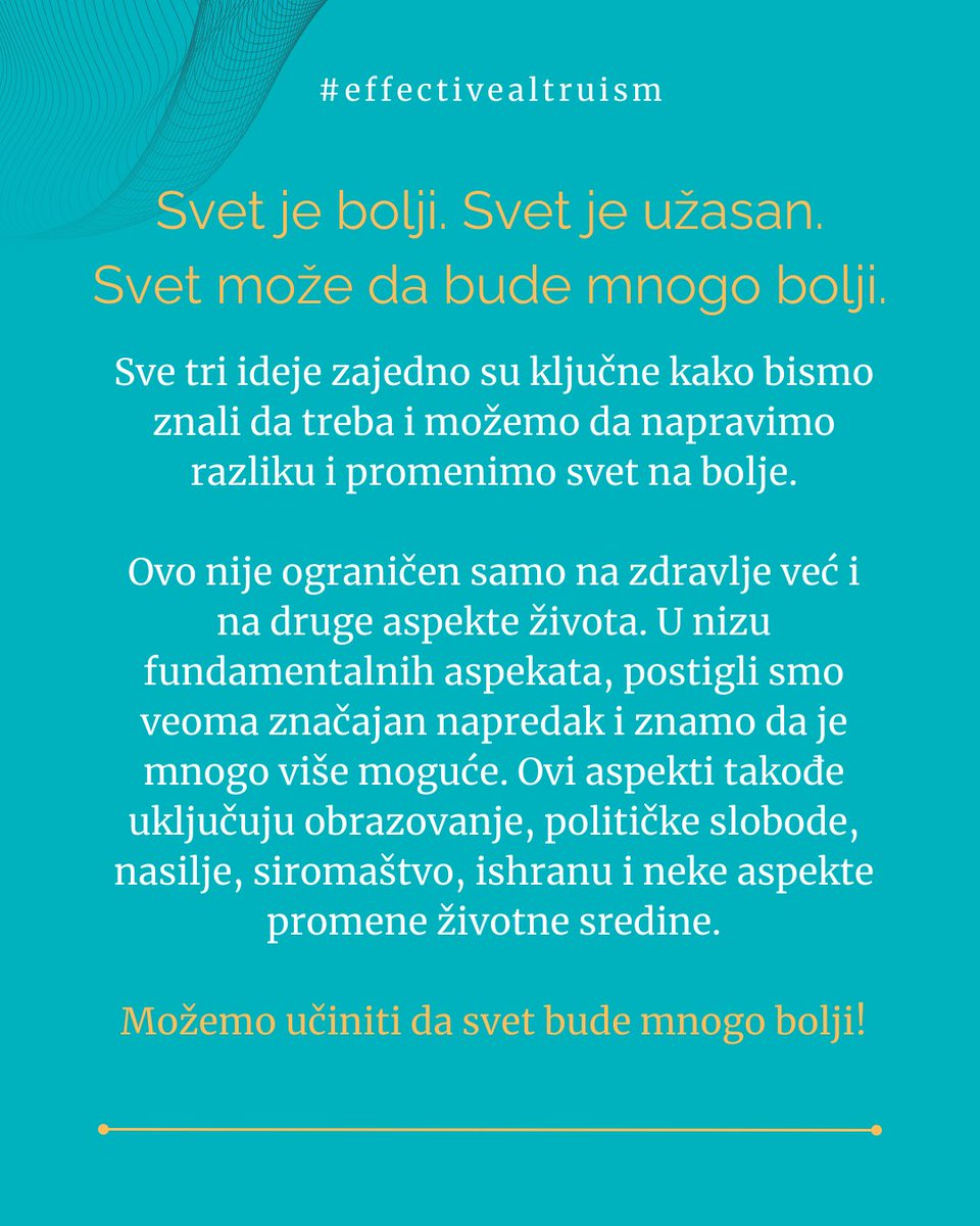 Ove 3 ideje na prvi pogled možda deluju kontradiktorno, ali kada ih bolje razmotrimo, shvatićemo da savršeno rade zajedno i da jedno gledajući svet iz perspektive sve tri možemo da napravimo razliku i učinimo svet boljim. 

#EffectiveAltruism #easerbia