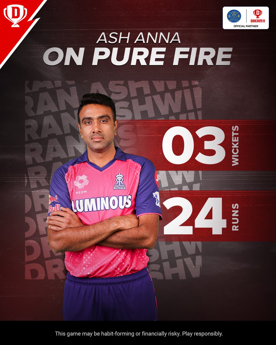 .@ashwinravi99 comes to the rescue for @rajasthanroyals 🔥 Rate his performance on a scale of 1-10 💪 #Dream11 #TeamSeBadaKuchNahi #DCvRR #RaviAshwin