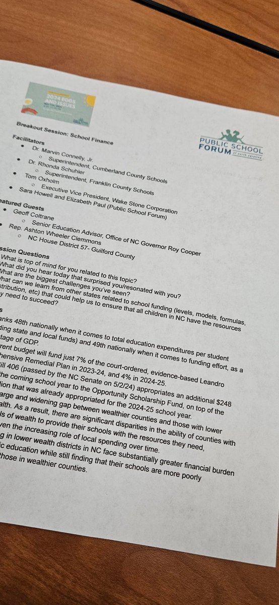 In a great breakout session about school finance! @theNCForum #EggsandIssues24 #nced 🍎