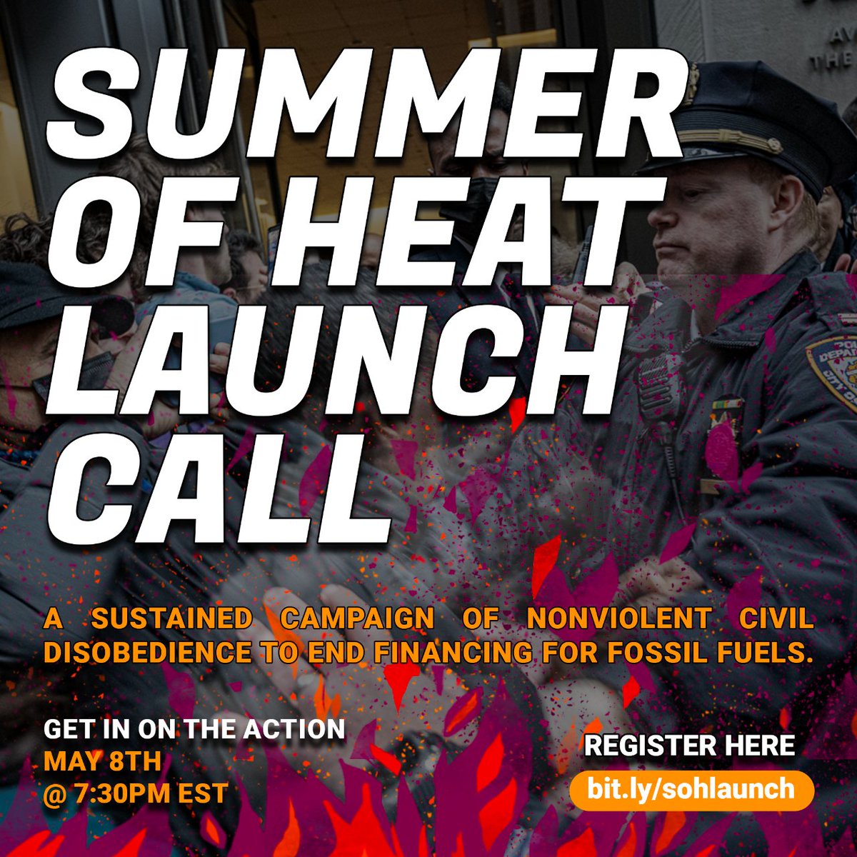 Calling all Hot People who hate Wall Street's financing of climate chaos! 🔥

Join us TOMORROW May 8th @ 7:30pm EST for the #SummerofHeat Campaign Launch Call! ✊🏽

🔗Click the link to join us bit.ly/sohlaunch

#ClimateJustice #EndFossilFuels