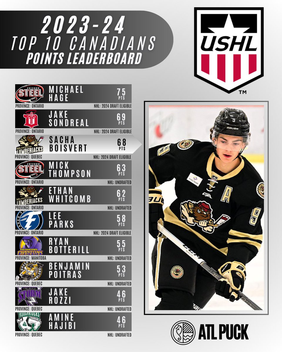 With the 2nd Phase of the USHL Draft set to kick off today, let’s take a quick peek at the Top 10 Canadian point scorers this past USHL regular season! 🏒