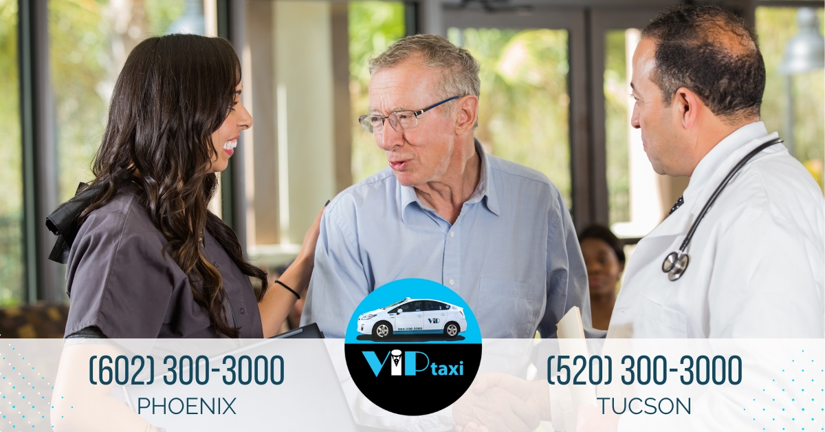 VIP Taxi is here to bridge the gap with our trusted #NEMT services, ensuring everyone has access to reliable rides to hospital trips. Learn more: bit.ly/3JCHKcp 

#PatientTransportation #Arizona #Phoenix #Tucson #MedicalTransportation #DoctorsAppointment #Senior