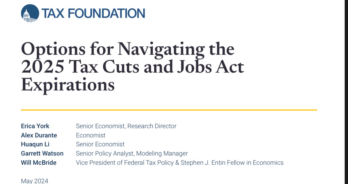 Absent Congressional action, most Americans will see higher, more complicated taxes beginning in 2026 as major provisions from the TCJA expire. Our new @TaxFoundation analysis illustrates the tradeoffs and challenges lawmakers will face as they address these expirations. 🧵
