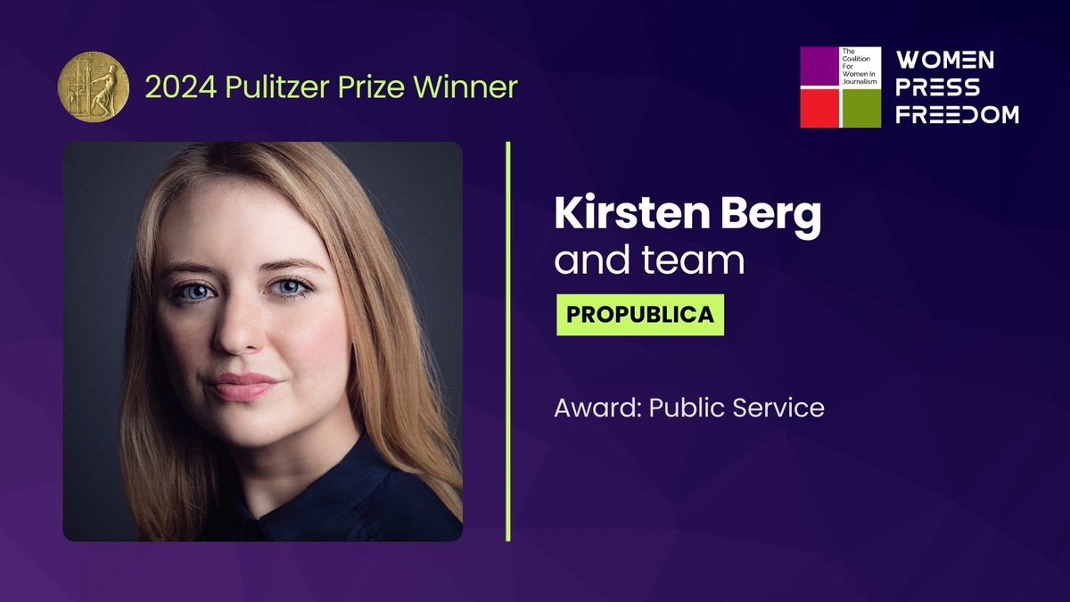 @LookoutSCruz @PulitzerPrizes @Report4America @CCMNewmarkJ @FACoalition @martinbright @tamsinrm @Border_Hub @sarah__bartlett @niemanfdn @AmPress For their eye-opening investigation into the Supreme Court, @propublica team, including @kirstenberg, are awarded #Pulitizer for Public Service. Well-deserved win.