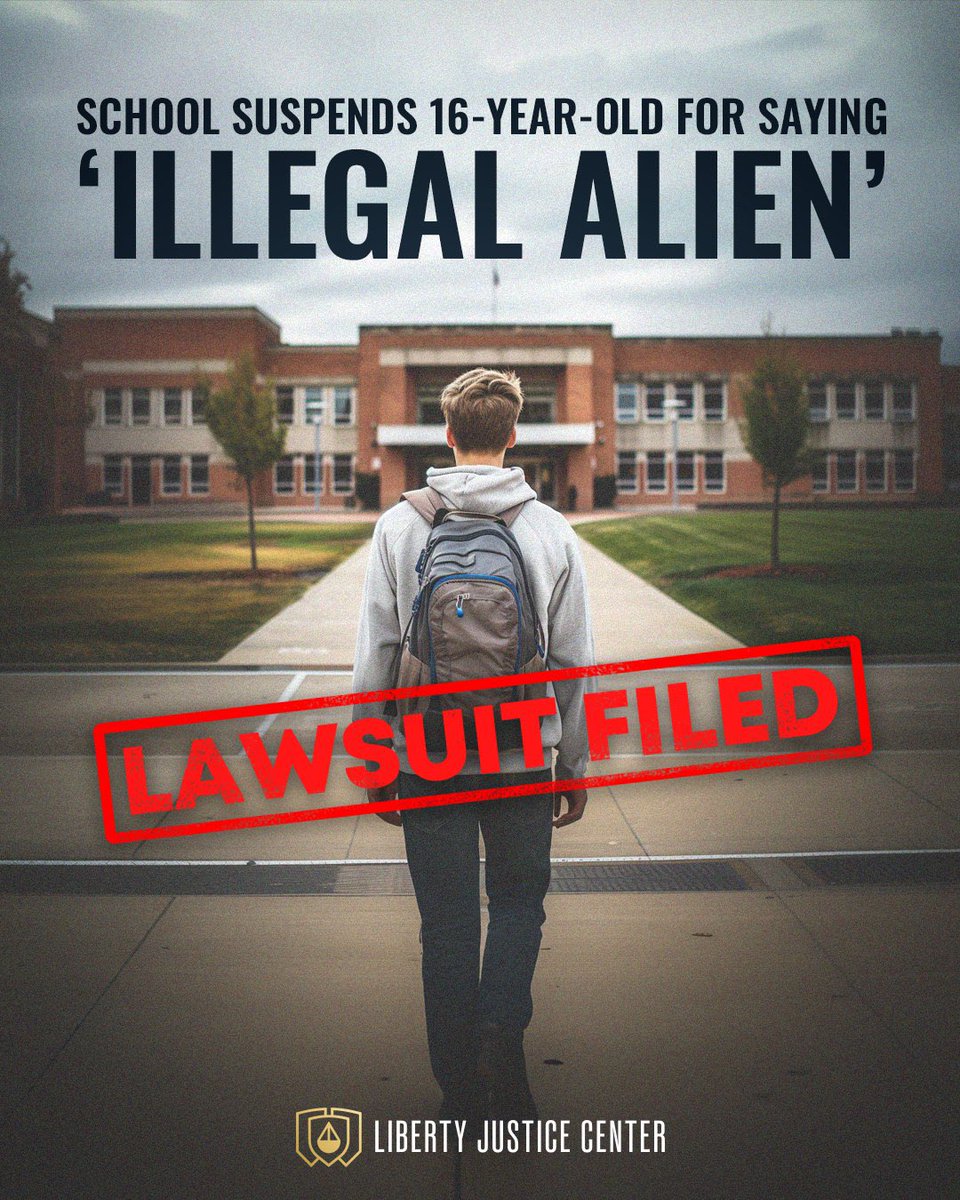 BREAKING: @LJCenter has filed a lawsuit of behalf of Christian, the 16-year-old North Carolina student who was suspended for using the term “illegal alien” in English class. Let’s go! 🔥 Protect Christian at all costs!