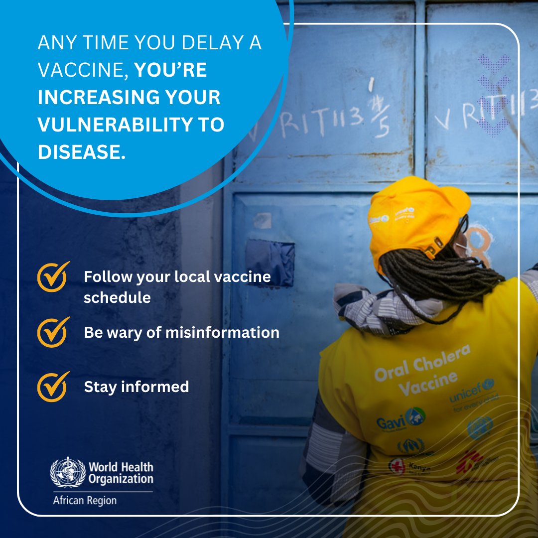 Any time you delay a vaccine, you’re increasing your vulnerability to disease. Here's how to stay protected: ✅ Follow your local vaccine schedule. ✅ Be wary of misinformation. ✅ Stay informed with any changes to the vaccine guidelines. Timely Vaccinations = Healthier lives!