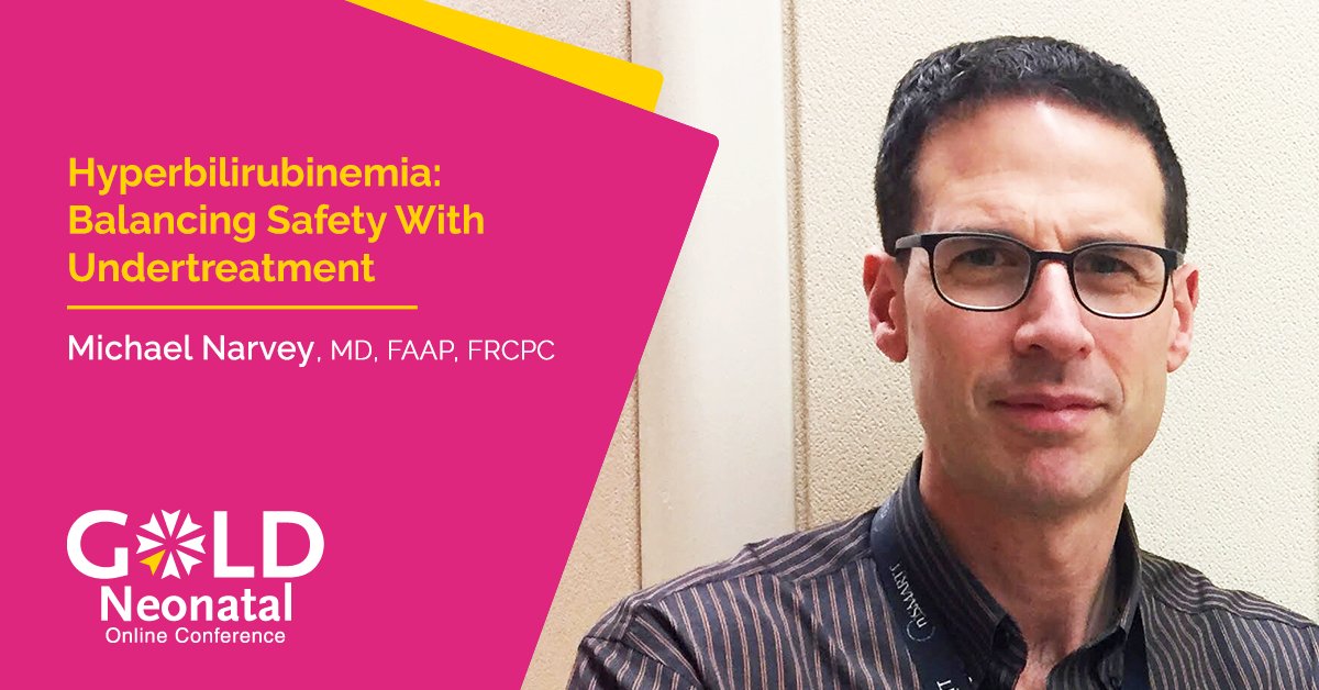 Join us at #GOLDNeonatal2024 with Michael Narvey, MD, FAAP, FRCPC for 'Hyperbilirubinemia: Balancing Safety With Undertreatment': goldneonatal.com/conference/pre… #NICU #neonatology #neonatologist #jaundice #NeonatalCare