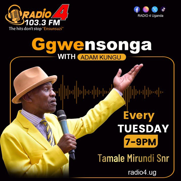 Tamale Mirundi Snr will be joining us at 7PM to delve into a number of topical issues. Tune in to 103.3 to follow the conversation. @adam_kungu #Ggwensonga || #Radio4UG