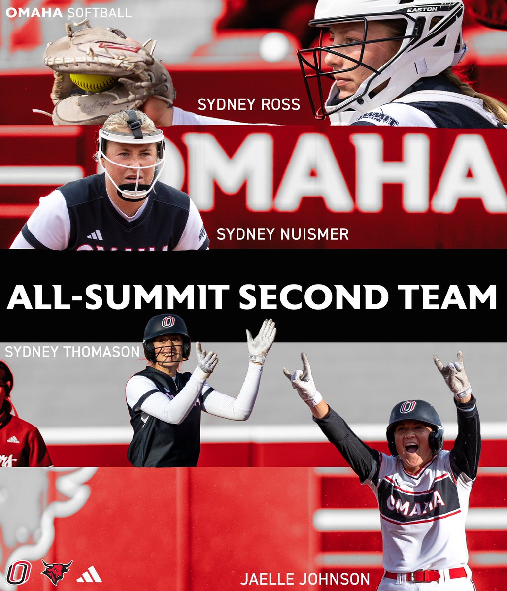 𝐀𝐥𝐥-𝐒𝐮𝐦𝐦𝐢𝐭 𝐒𝐞𝐜𝐨𝐧𝐝 𝐓𝐞𝐚𝐦

Second Team is for the Syds and Jaelle! Omaha led the way with four All-Summit Second Team selections.

#OmahaSB