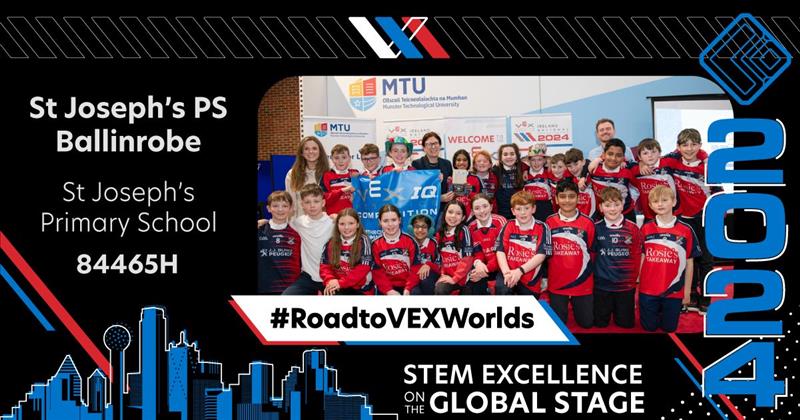 Congratulations to all Irish teams that took part in the 2024 VEX Worlds competition in Dallas Texas St. Joseph’s Primary School, Ballinrobe Pobalscoil Ghaoth Dobhair Donegal Kinsale Community School (Team 1) Kinsale Comunity School (Team 2) Mungret Community College #VEXireland