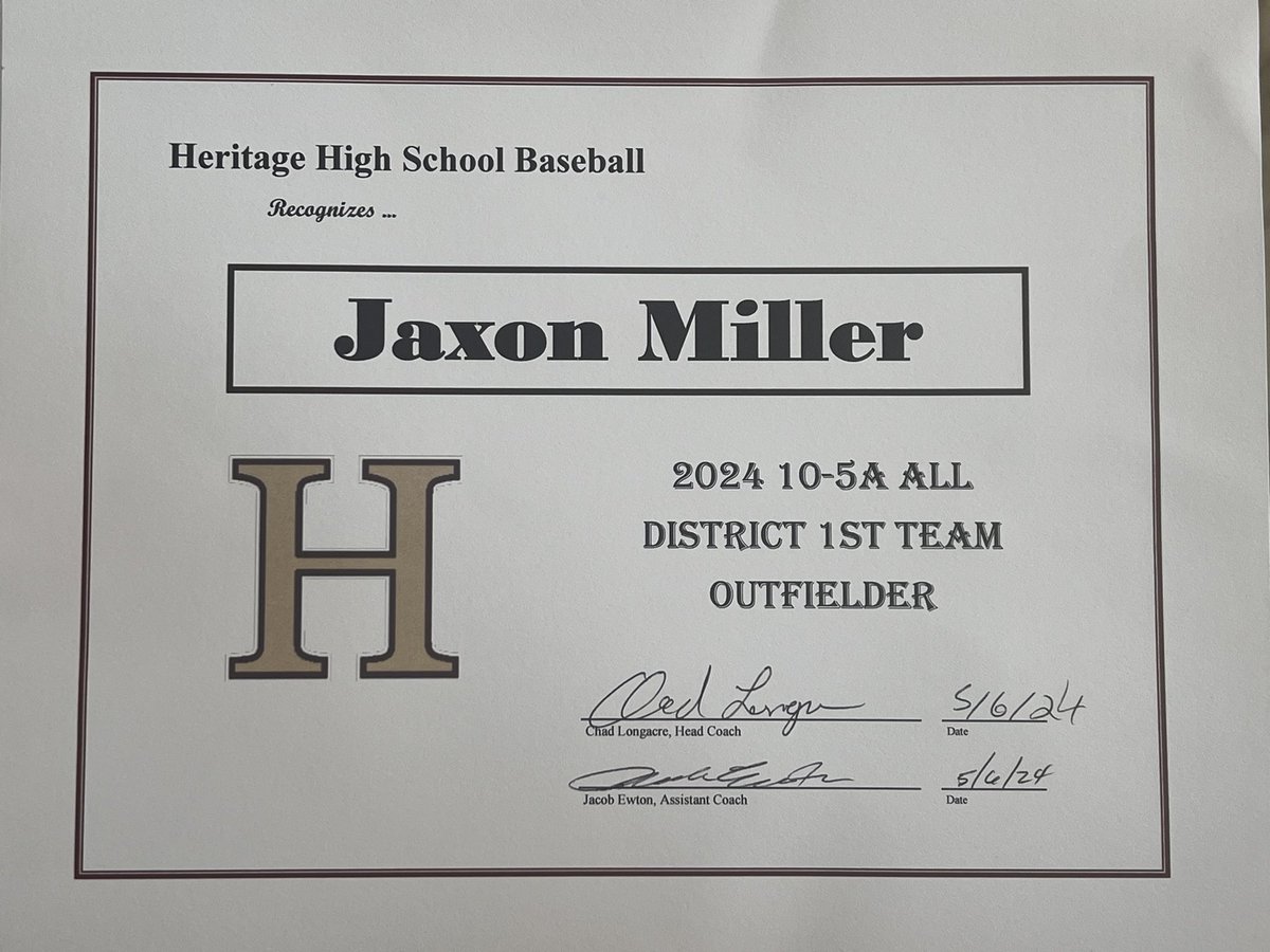 Jaxon Miller (@jaxonmiller_tx) on Twitter photo Happy to be named 1st Team All District Outfielder unanimously, and HHS Offensive Player of the year. Thank you <a href="/baseballcoyotes/">HHS Coyote Baseball</a>. Looking forward to the next level <a href="/mccbaseball1/">McLennan Baseball</a>. Happy to be named 1st Team All District Outfielder unanimously, and HHS Offensive Player of the year. Thank you <a href="/baseballcoyotes/">HHS Coyote Baseball</a>. Looking forward to the next level <a href="/mccbaseball1/">McLennan Baseball</a>.