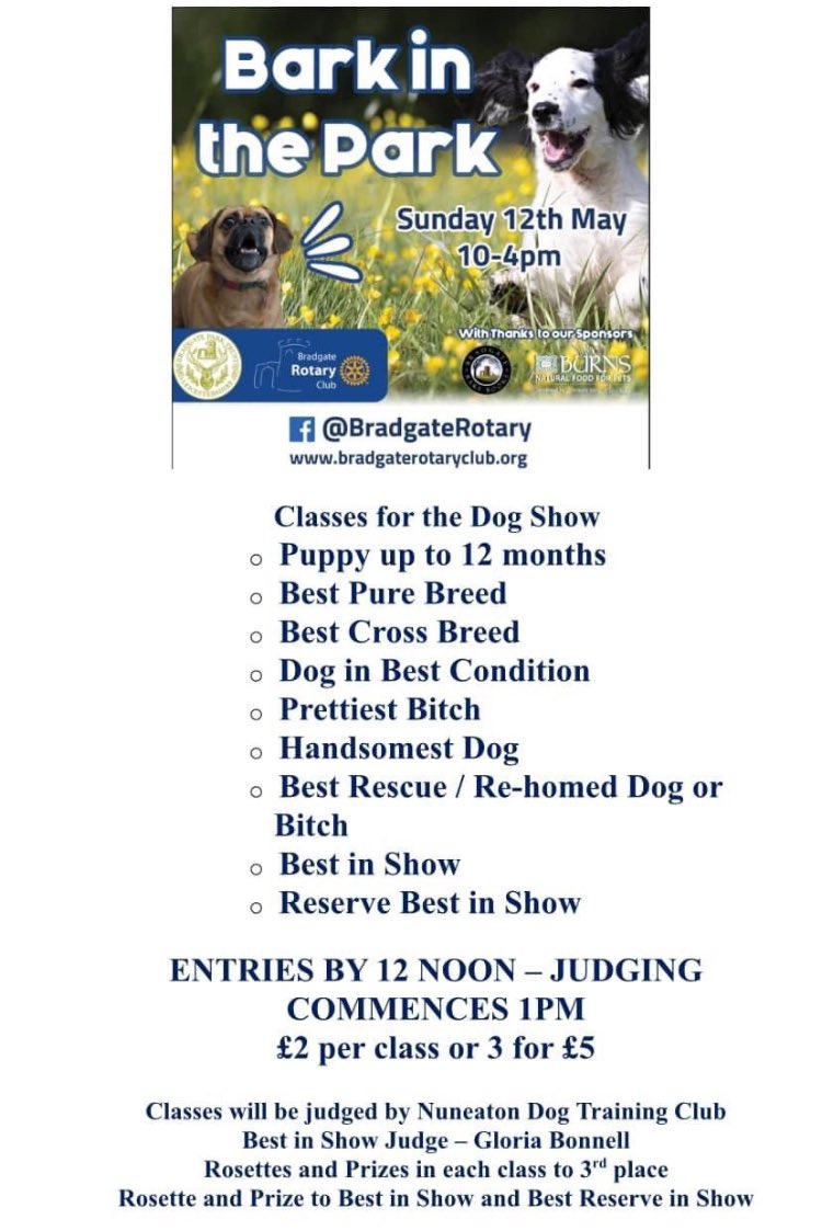 Don’t forget it’s ‘Bark in the Park’ on Sunday. @BradgatePark  Hunt’s Hill entrance near Old John. Lots of stalls, dog show and food, fun for all the family especially your dogs 🐶🐕🦮🐩🐕‍🦺🐾