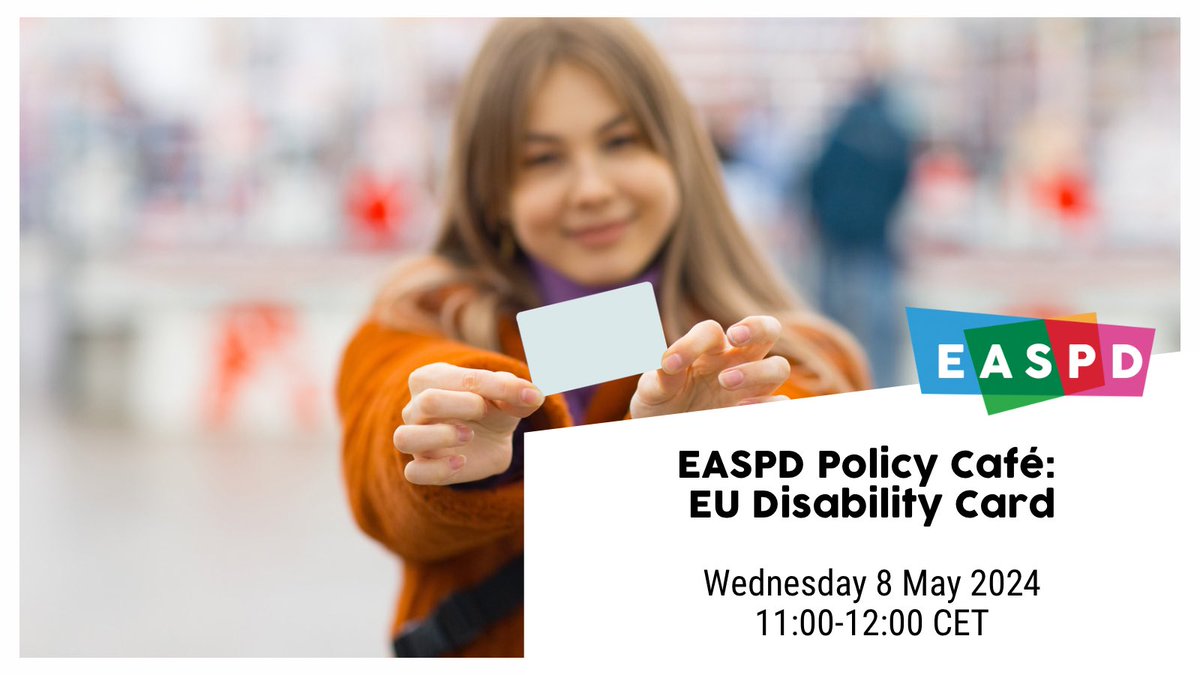 The #EUDisabilityCard promises to move us closer to cross-EU mobility for persons with disabilities 🪪 Join us + @MyEDF tomorrow to understand the potential it holds for persons with disabilities to access social services EU wide! More➡️ rb.gy/2wgel5 EASPD members only