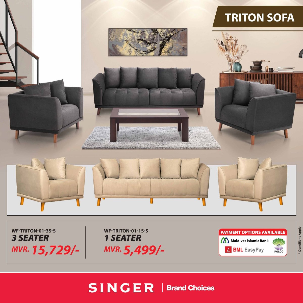 Experience luxury and comfort with Singer's premium sofa. Crafted with high-quality wooden structure and made in Sri Lanka, it's the perfect blend of style and durability.

#sofaSale #furniture #livingRoom #homeDecor #singerFurniture #comfort #InteriorDesign #homeFurnishings